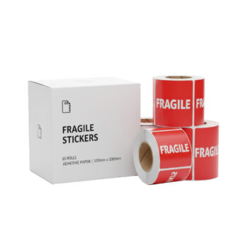 FRAGILE Courier Sticker 1000 per roll X 25 Rolls Per Box